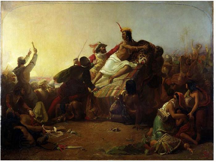 Sir John Everett Millais Pizarro seizing the Inca of Peru (1845) by John Everett Millais China oil painting art